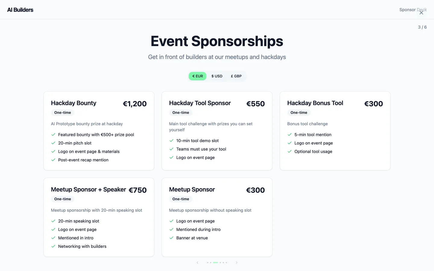 Clubria sponsor packages